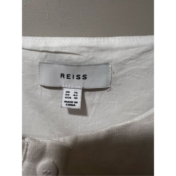 Reiss Women's Ivory Clarice Linen Broderie Midi Dress Size 10 NWOT - Picture 7 of 11